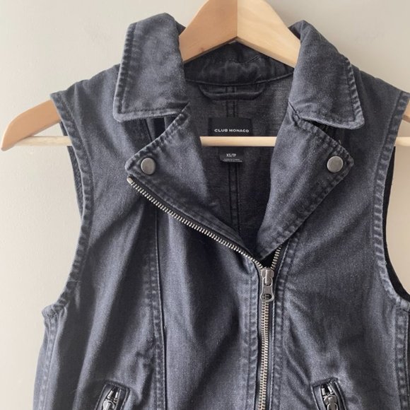 CLUB Monaco | Denim Moto Vest - Picture 2 of 11
